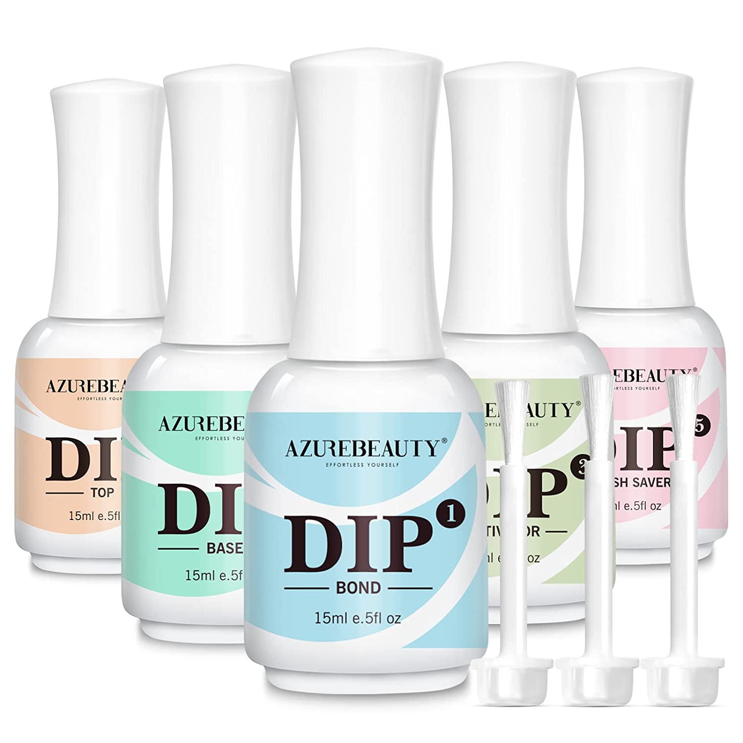 AZUREBEAUTY 8Pcs Dipping Powder Liquid Set 15ml Base&Top coat with