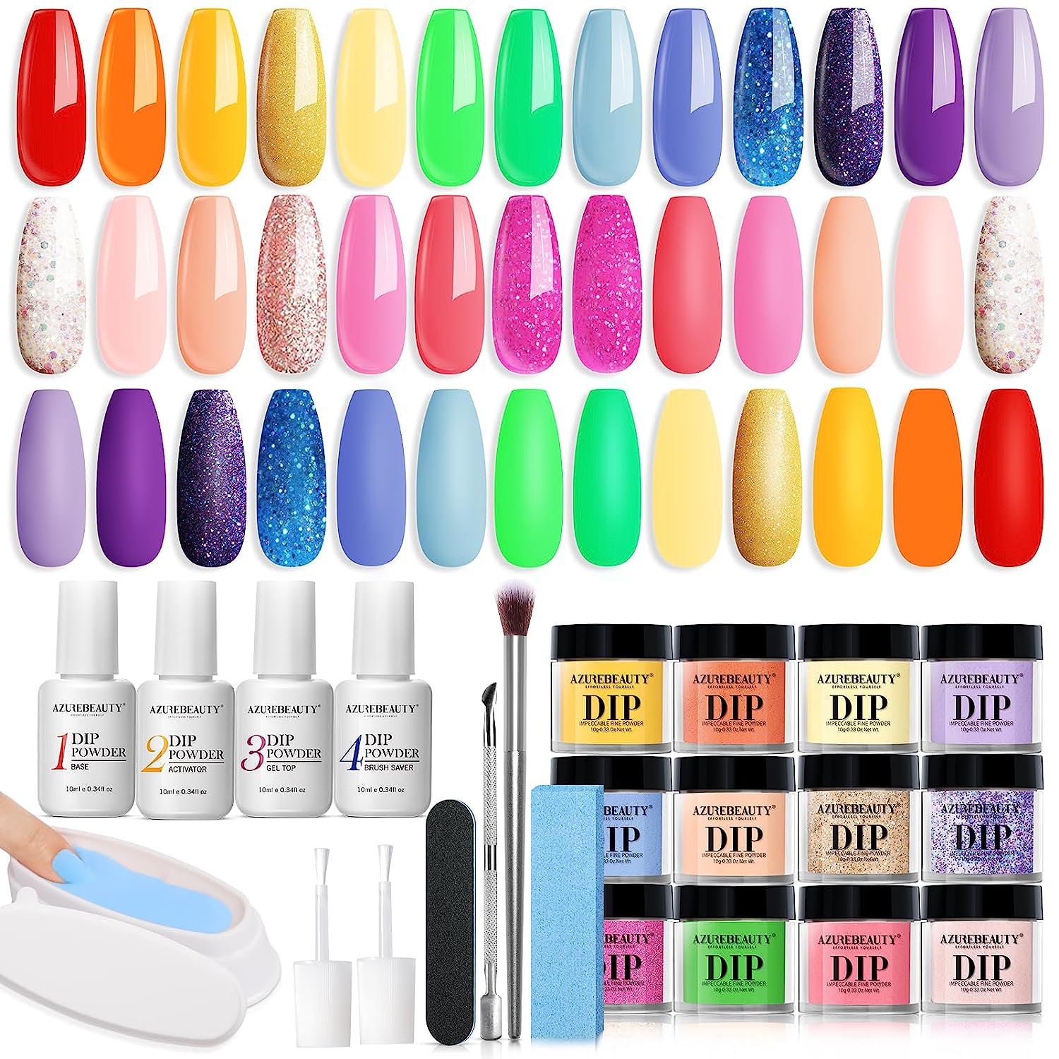 AZUREBEAUTY Spring into Summer 29Pcs Dip Powder Nail Kit Starter Kit