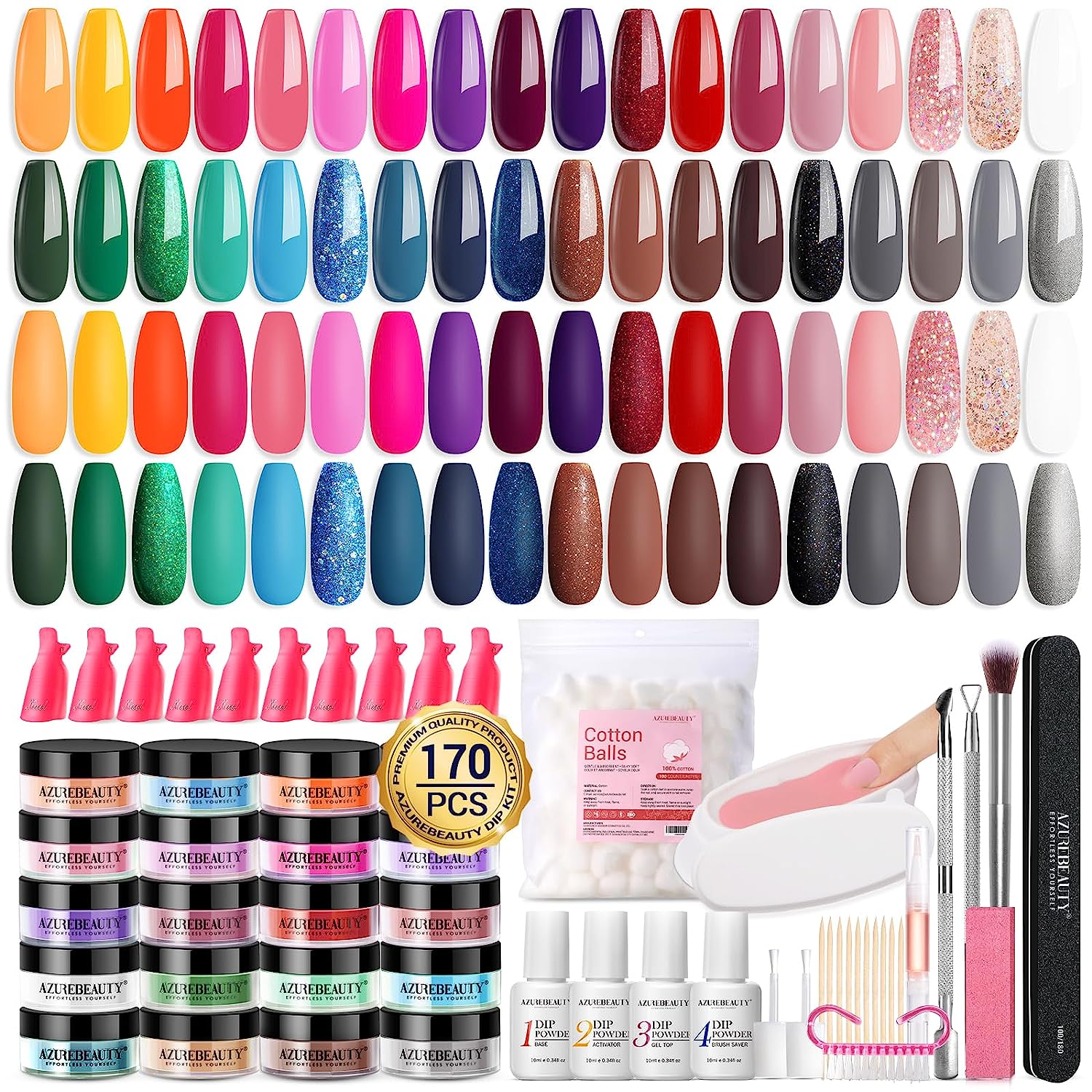 AZUREBEAUTY Multicolors 36Colors Dip Powder Nail Kit Starter Kit