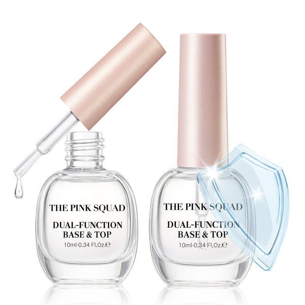 The Pink Squad 2-in-1 Nail Varnish Base & Top Coat Nail Polish for Long-Lasting High Shine