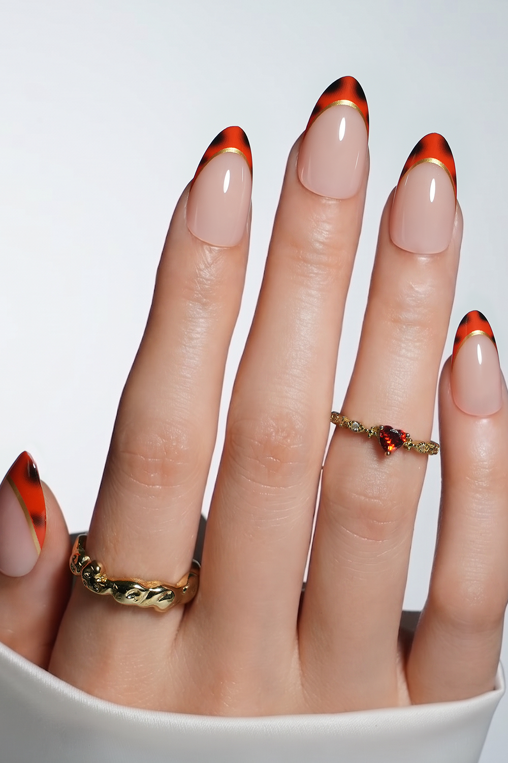 Amber Tortoise French Press On Nails - Short Almond