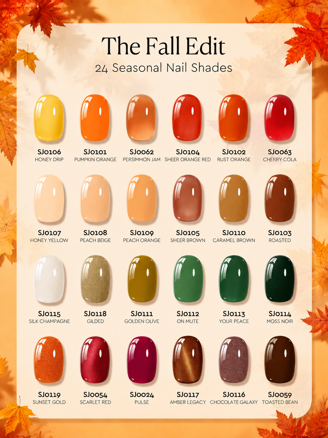 Purera Fall Gel Nail Polish Collection – 24 Colors HEMA-Free Gel Polish Kit