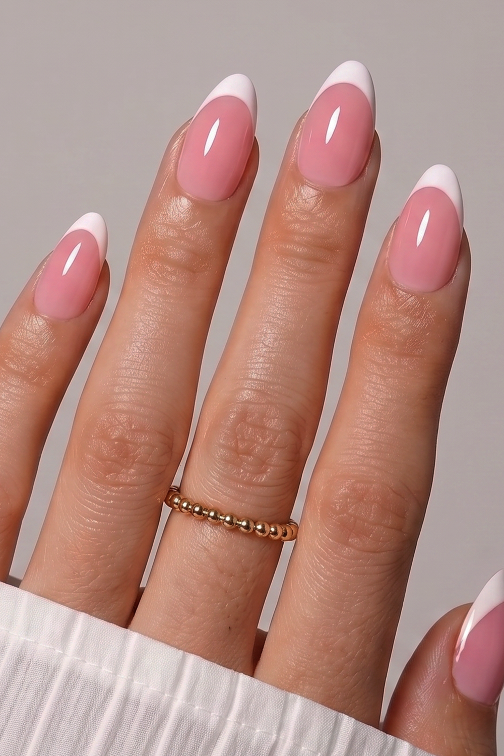 Dusty Rose French Tip Press On Nails – Short Almond