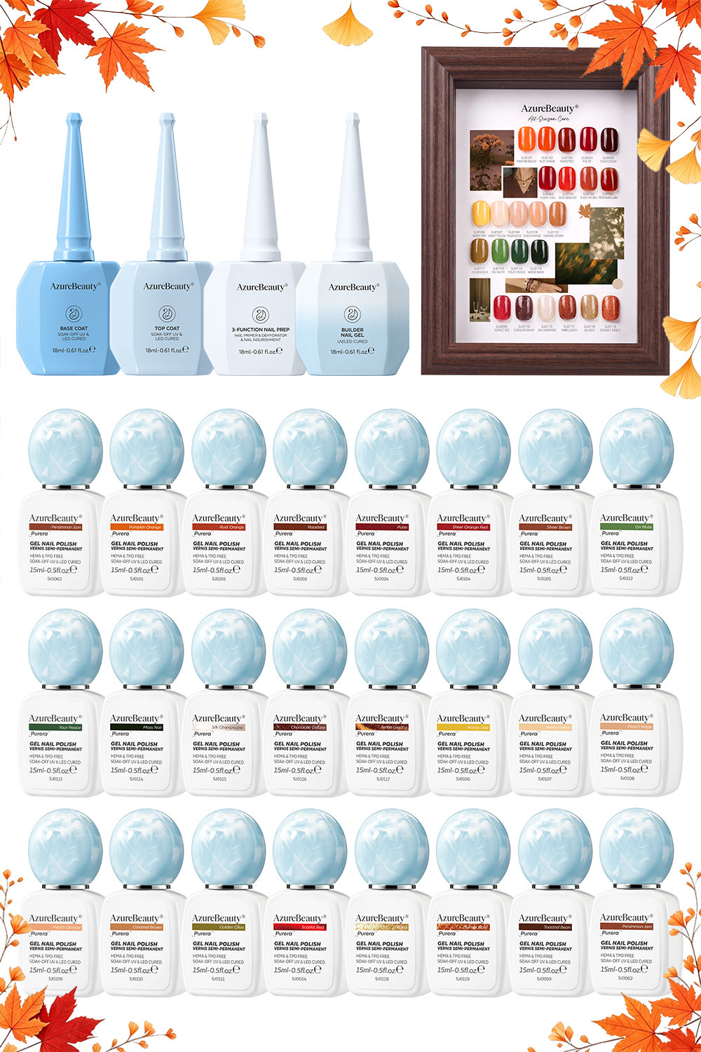 Purera Fall Gel Nail Polish Collection – 24 Colors HEMA-Free Gel Polish Kit