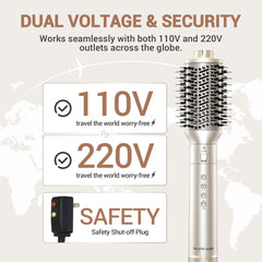 The Pink Squad 8-in-1 Dual Voltage Hair Dryer - Professional Blow Dryer Brush with Ionic Technology for Fast Drying, Comes with Straightener & Curler Attachments