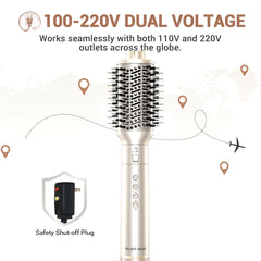 The Pink Squad 8-in-1 Dual Voltage Hair Dryer - Professional Blow Dryer Brush with Ionic Technology for Fast Drying, Comes with Straightener & Curler Attachments