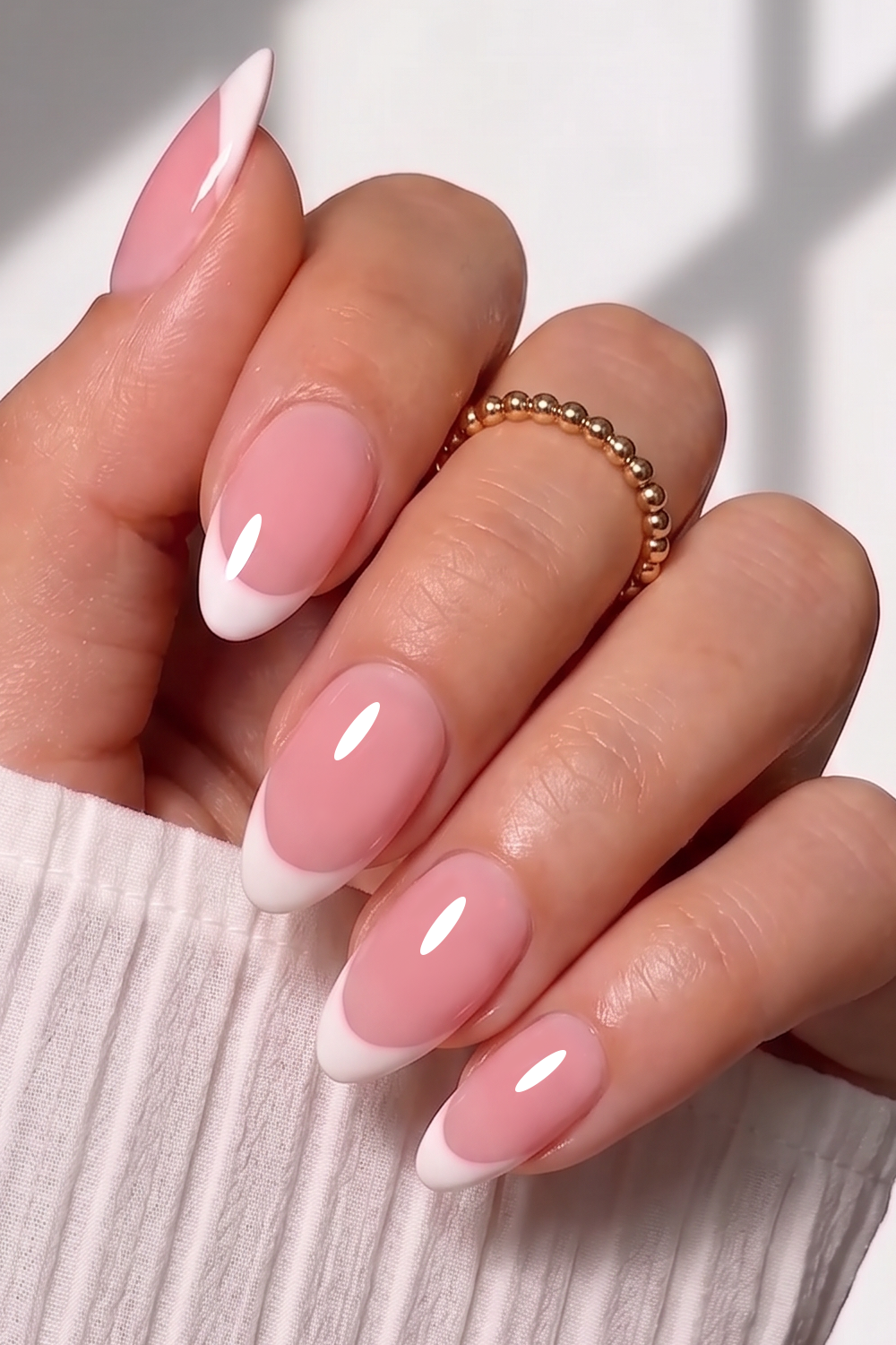 Dusty Rose French Tip Press On Nails – Short Almond