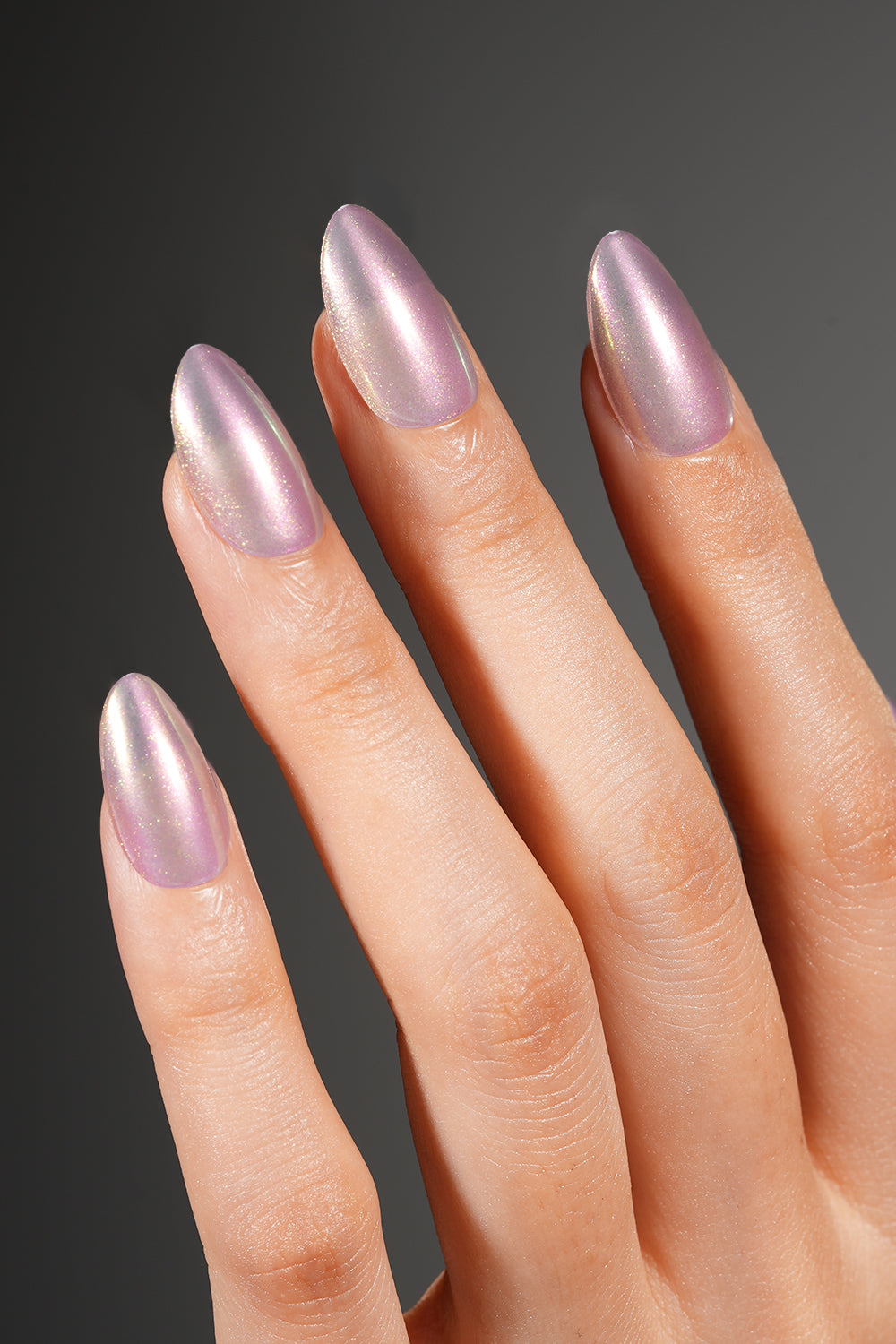 Chrome Pink Press On Nails – Short Almond