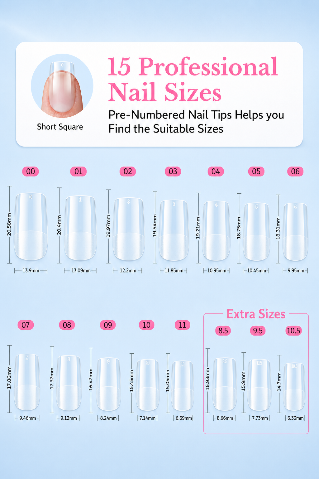 600pcs Short Square Nail Tips