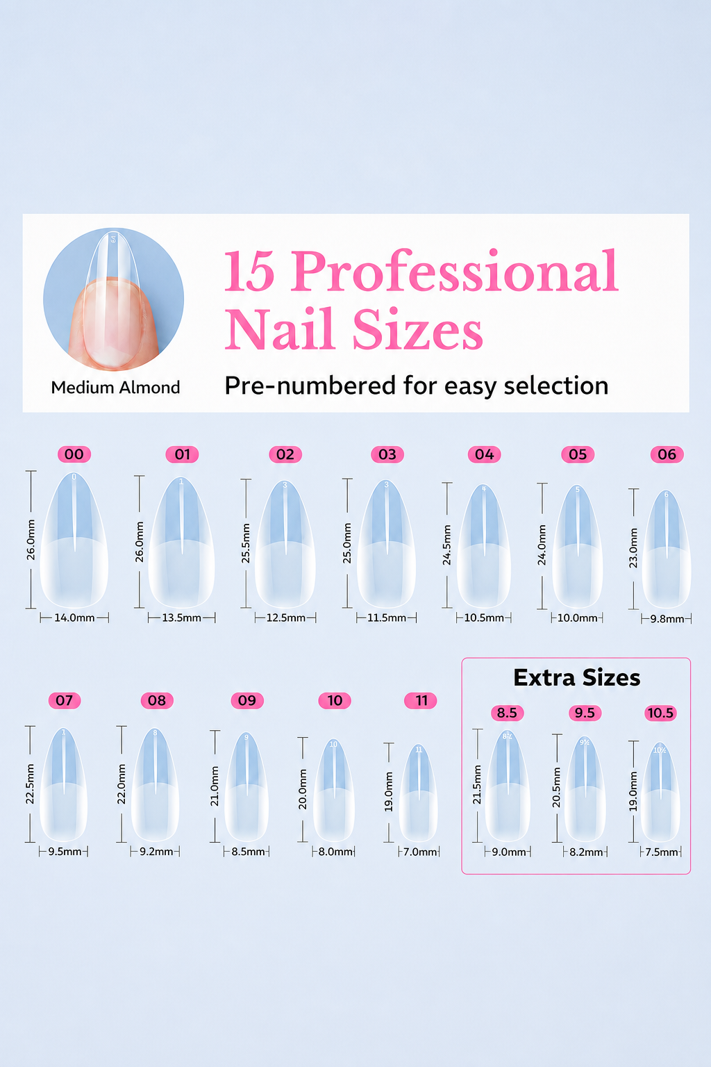 600pcs Medium Almond Nail Tips