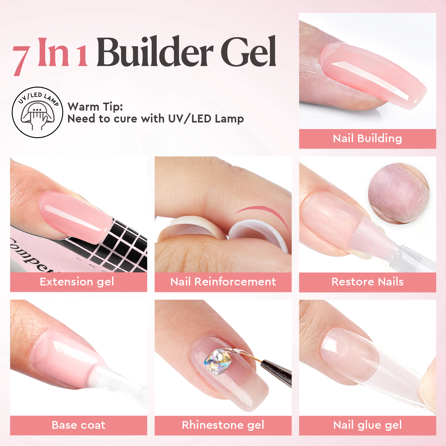 7-in-1 Builder Nail Gel Strength-Peach Pink