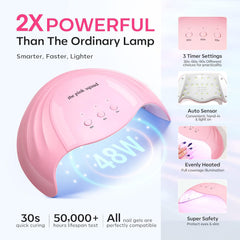 The Pink Squad UV Nail Lamp for Gel Polish with Protective Gloves - Fast Curing 48W LED Nail Dryer for Professional & Home Manicure