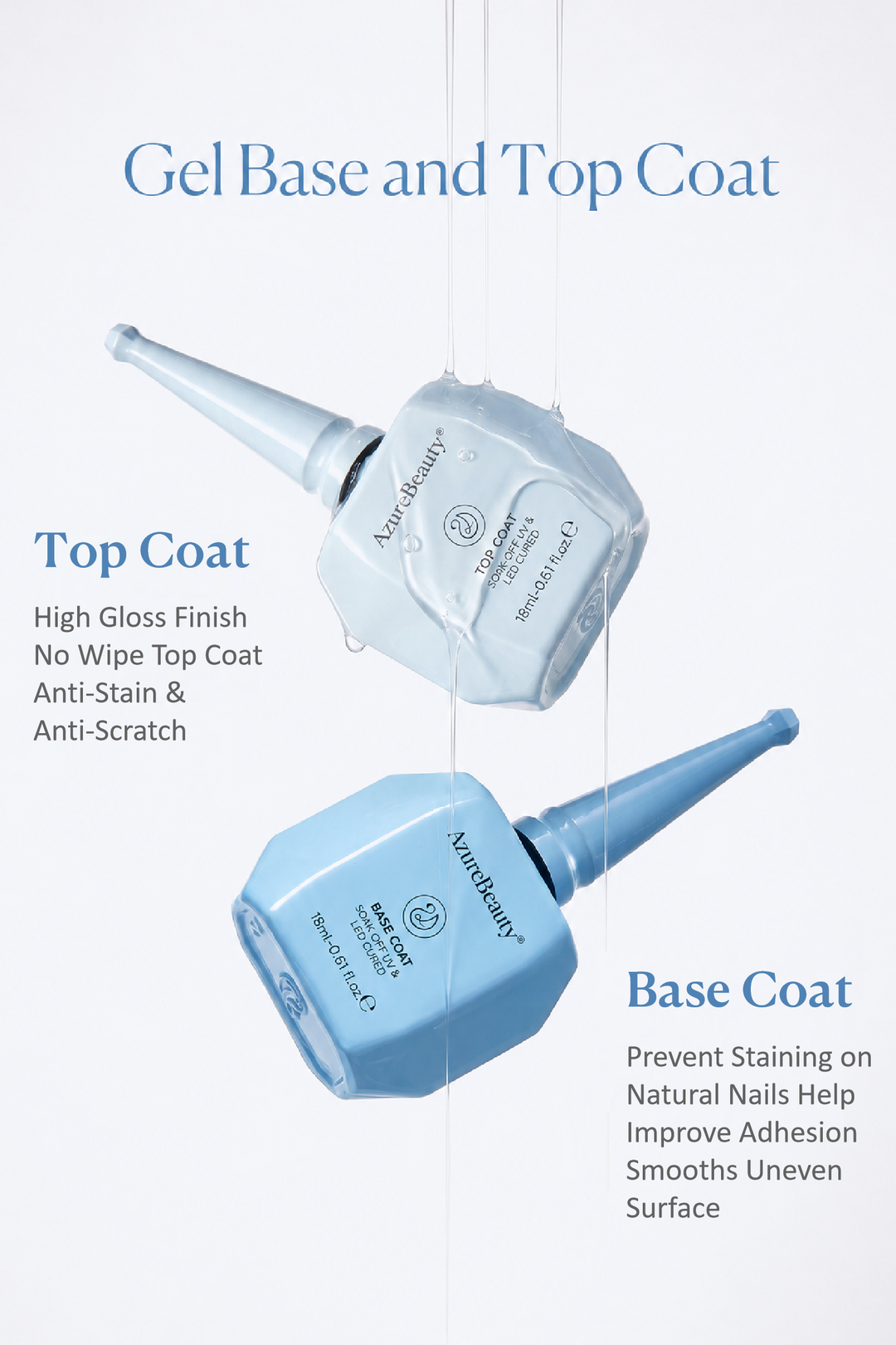 Base & Top Coat Gel Set-18ml Large Capacity