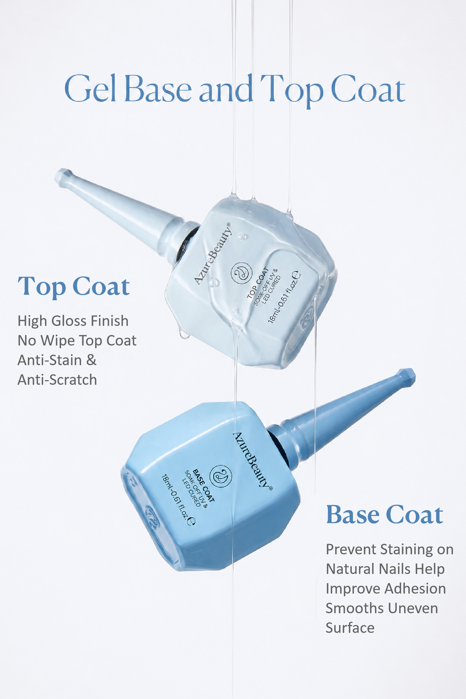 Base & Top Coat Gel Set-18ml Large Capacity