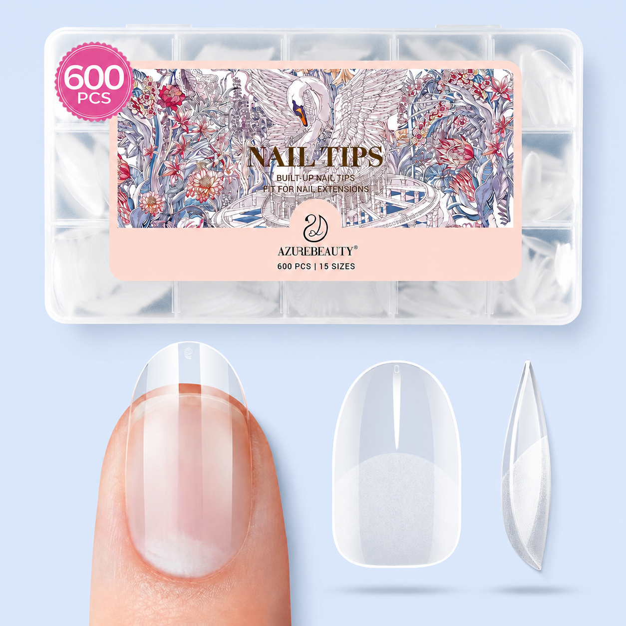 600pcs Short Oval Round Nail Tips