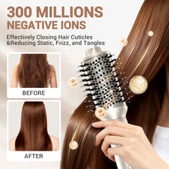 The Pink Squad 8-in-1 Dual Voltage Hair Dryer - Professional Blow Dryer Brush with Ionic Technology for Fast Drying, Comes with Straightener & Curler Attachments