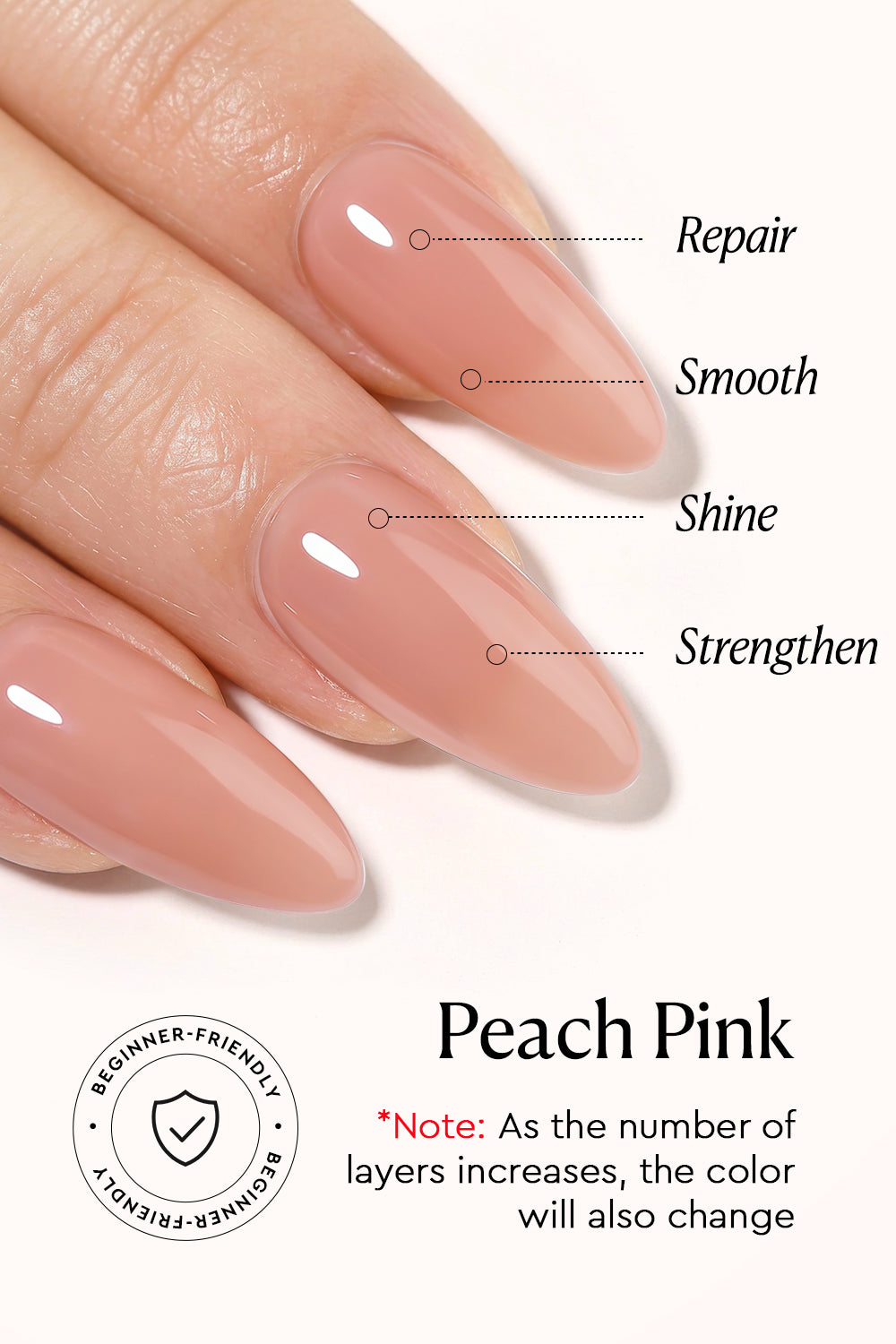 Peach Pink Nail Strengthener for Weak & Damaged 18ml