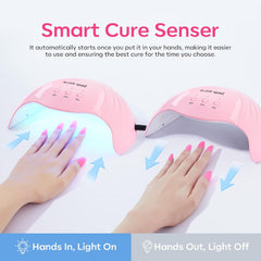 The Pink Squad UV Nail Lamp for Gel Polish with Protective Gloves - Fast Curing 48W LED Nail Dryer for Professional & Home Manicure