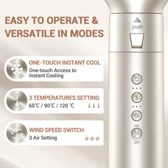 The Pink Squad 8-in-1 Dual Voltage Hair Dryer - Professional Blow Dryer Brush with Ionic Technology for Fast Drying, Comes with Straightener & Curler Attachments