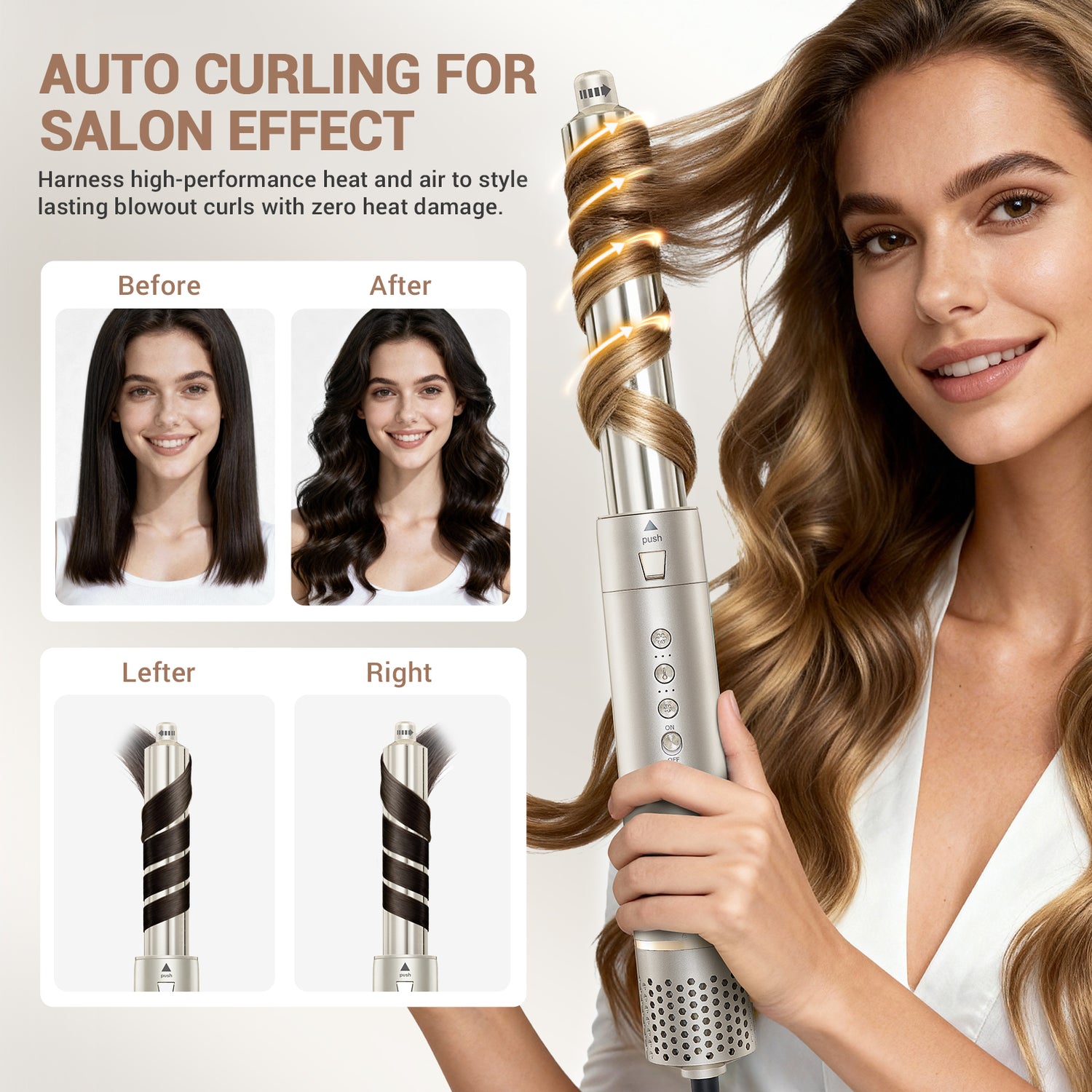The Pink Squad 8-in-1 Dual Voltage Hair Dryer - Professional Blow Dryer Brush with Ionic Technology for Fast Drying, Comes with Straightener & Curler Attachments