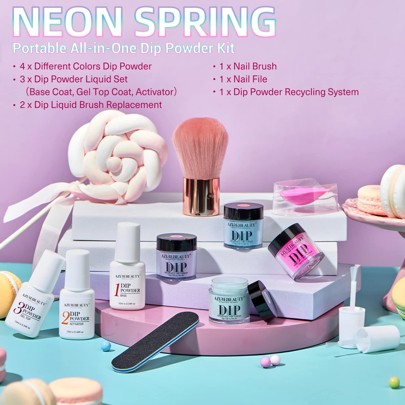 Summer Pool Party - 12Pcs Dip Powder Nail Kit Starter Kit