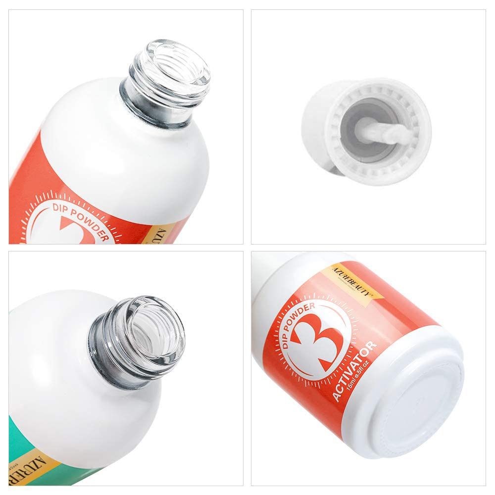 2Pcs 2 in 1 Dip Powder Base & Top Coat Set with Activator