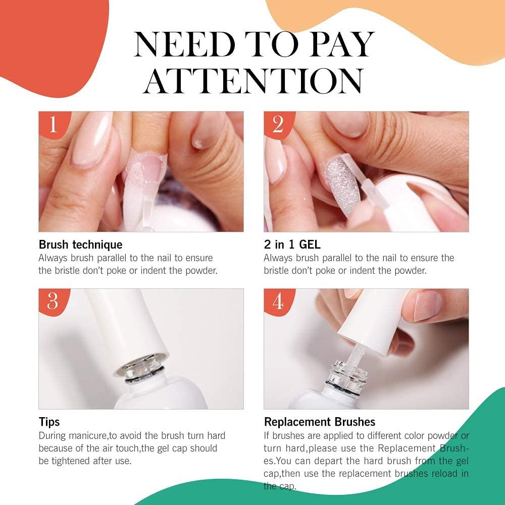 2Pcs 2 in 1 Dip Powder Base & Top Coat Set with Activator