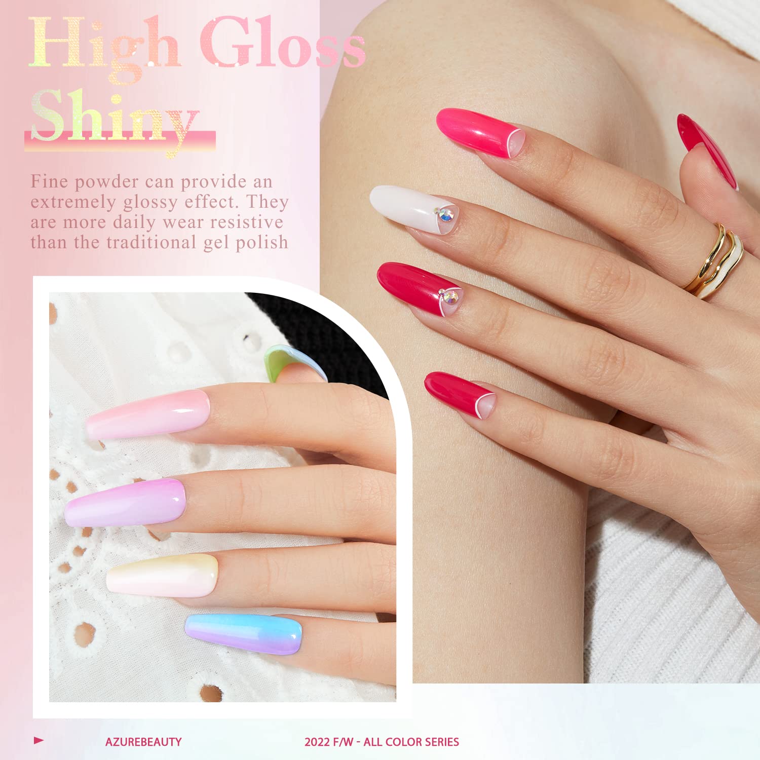 AZUREBEAUTY All Color Series 42Pcs Dip Powder Nail Kit Starter Kit