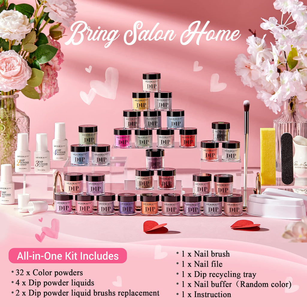AZUREBEAUTY All Color Series 42Pcs Dip Powder Nail Kit Starter Kit