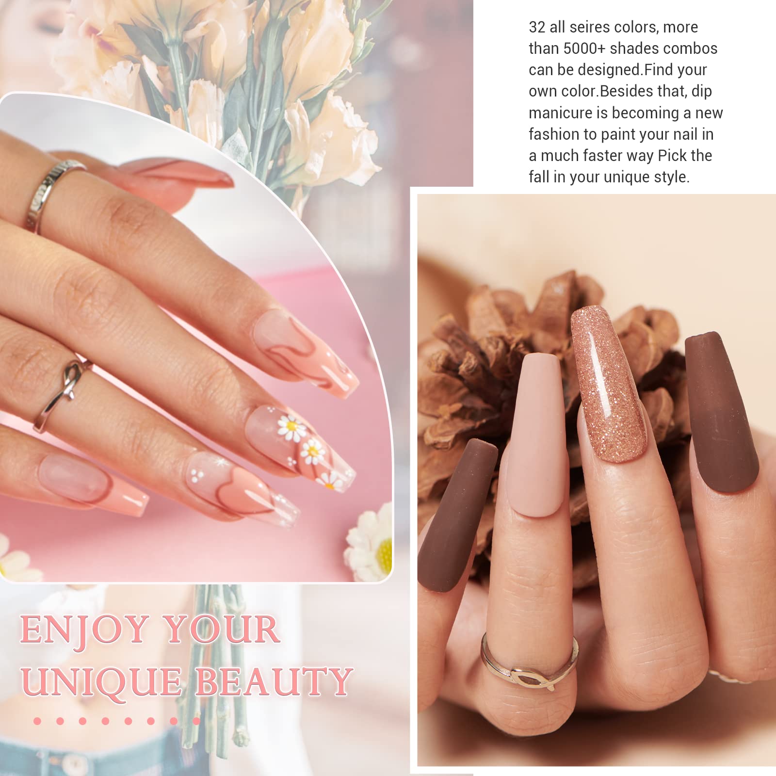 Misty Forest - 42Pcs Dip Powder Nail Kit Starter Kit