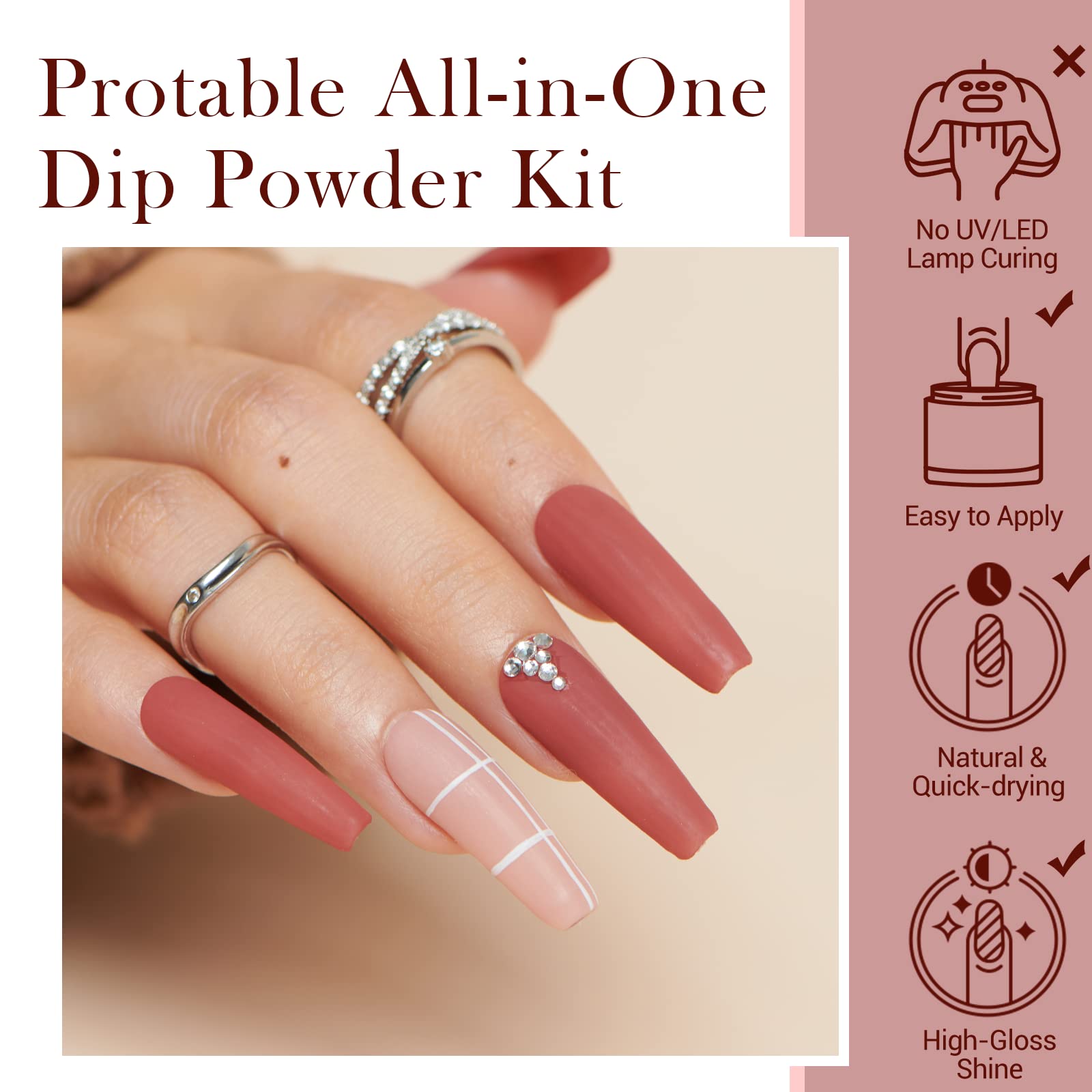 Misty Forest - 42Pcs Dip Powder Nail Kit Starter Kit