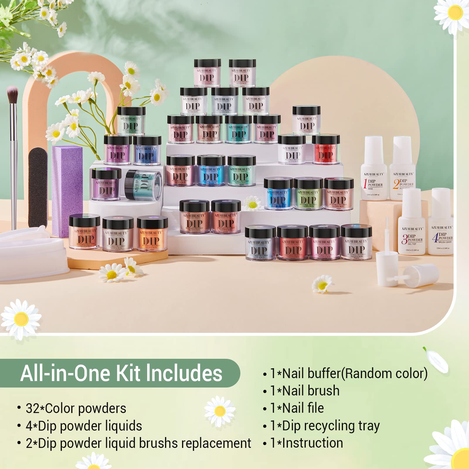 Misty Forest - 42Pcs Dip Powder Nail Kit Starter Kit