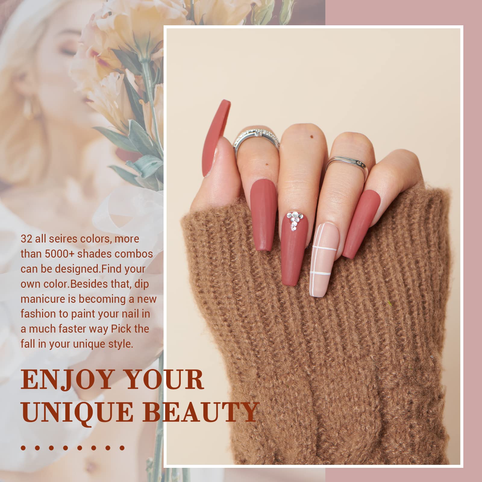 Misty Forest - 42Pcs Dip Powder Nail Kit Starter Kit