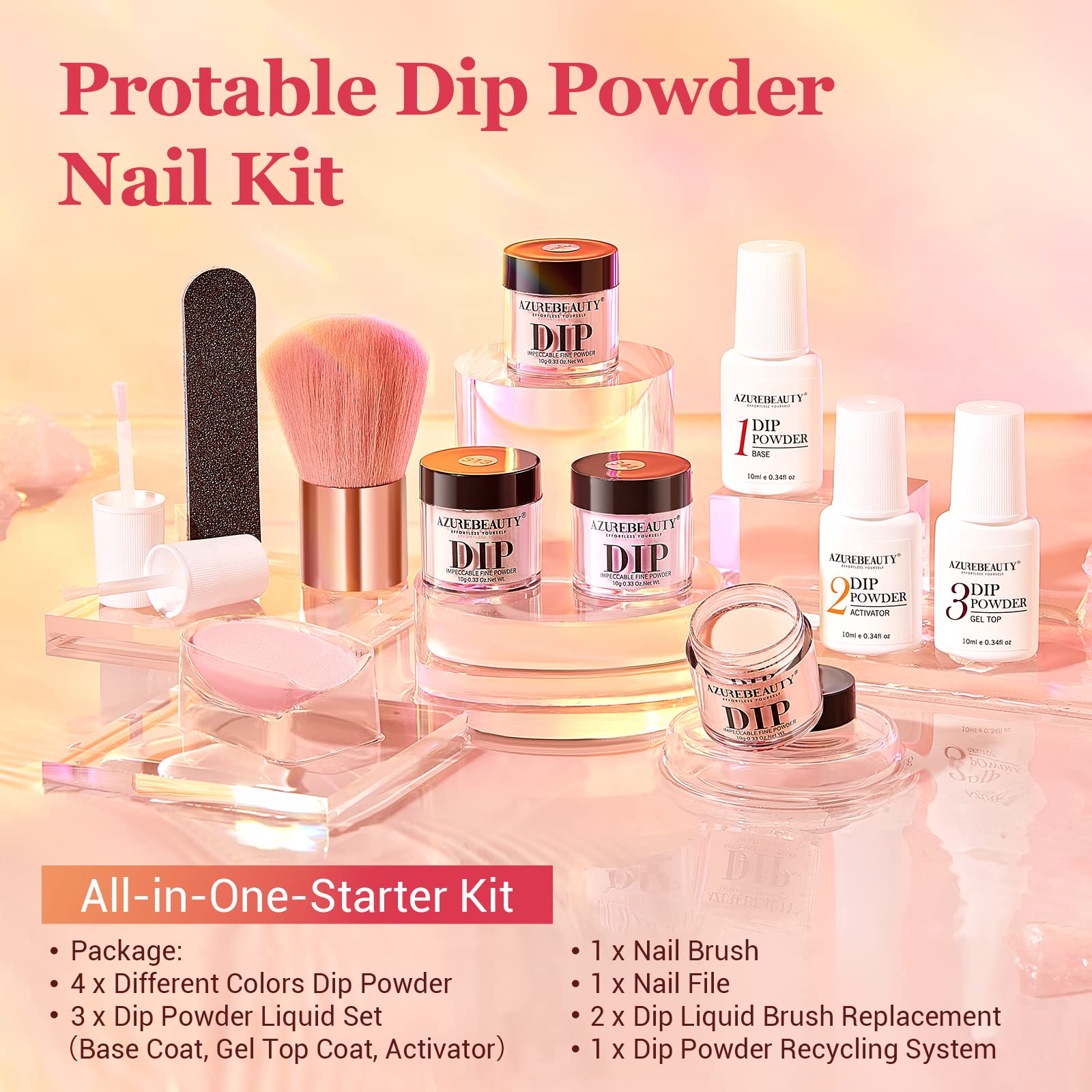 AZUREBEAUTY Latte Art 12Pcs Dip Powder Nail Kit Starter Kit
