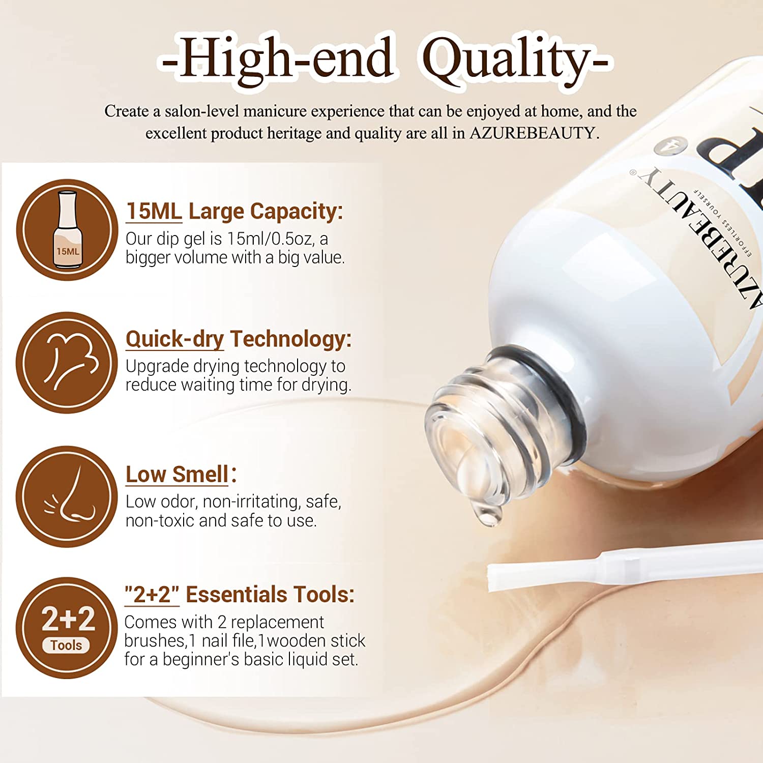 8Pcs Dip Powder Liquid Kit 15ml with Base/Top Coat, Activator, Brush Saver, Nail File