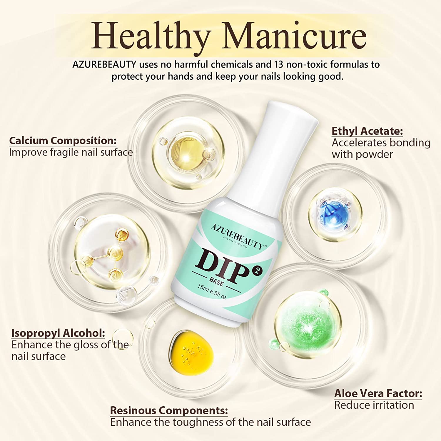 8Pcs Dip Powder Liquid Kit 15ml with Base/Top Coat, Activator, Brush Saver, Nail File