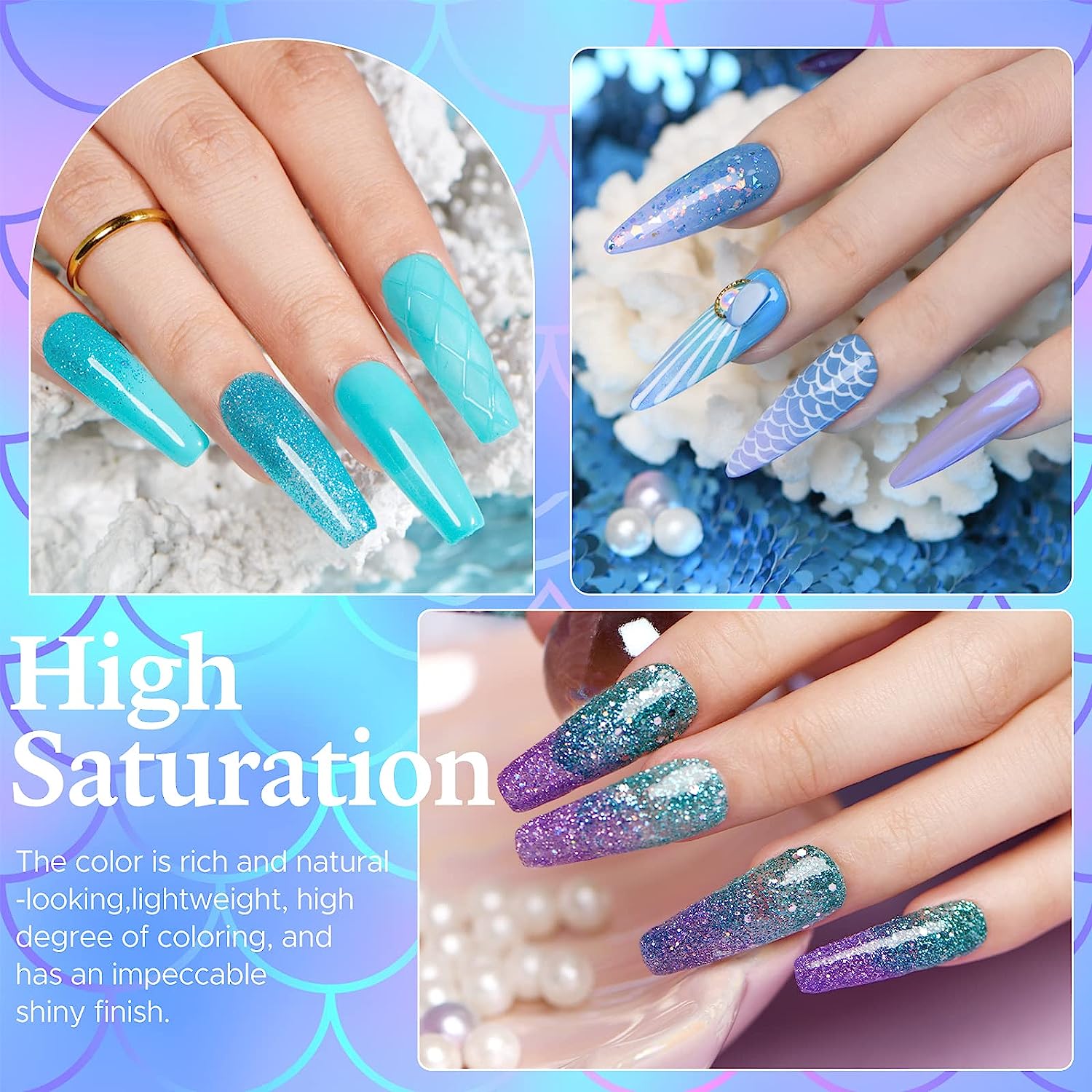 Mermaid Series - 29Pcs Dip Powder Nail Kit Starter Kit