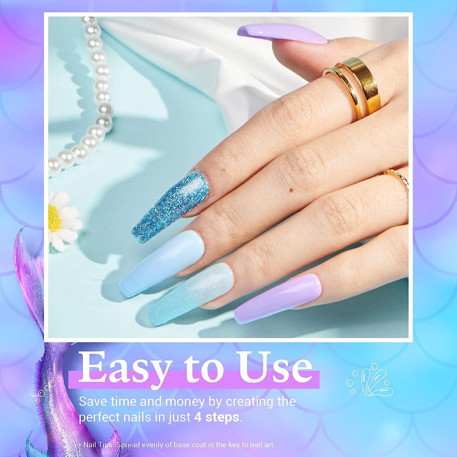 Mermaid Series - 29Pcs Dip Powder Nail Kit Starter Kit