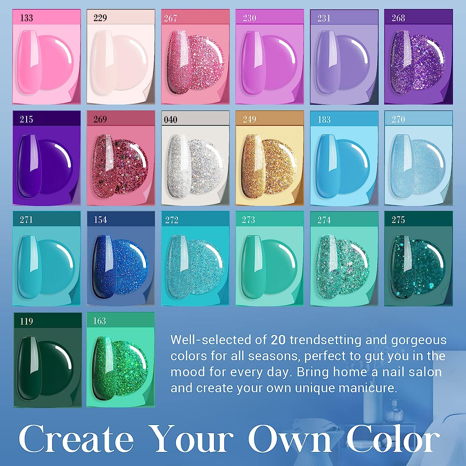 AZUREBEAUTY Mermaid Series 29Pcs Dip Powder Nail Kit Starter Kit