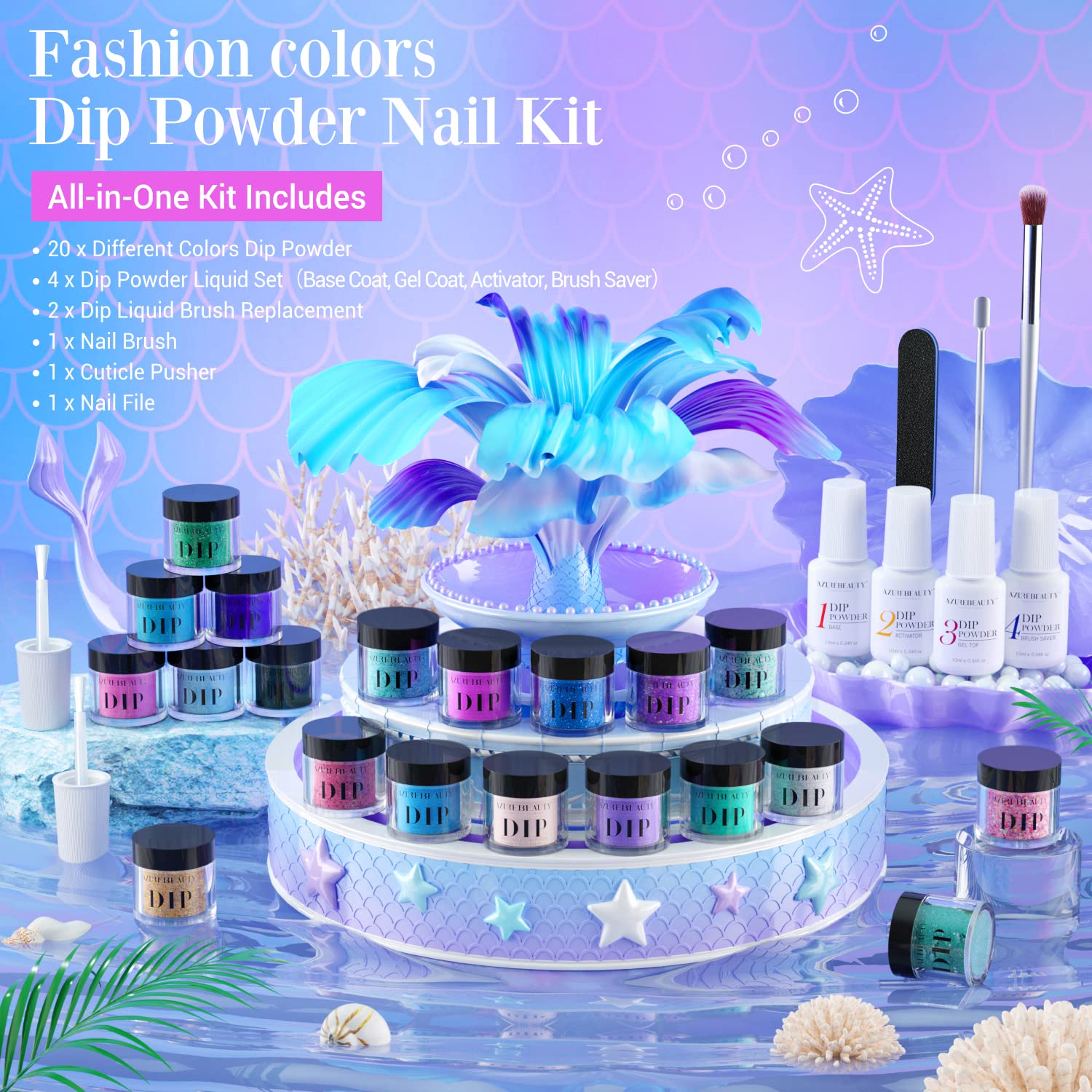 Mermaid Series - 29Pcs Dip Powder Nail Kit Starter Kit