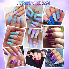 Purple-Blue - 29Pcs Dip Powder Nail Kit Starter Kit