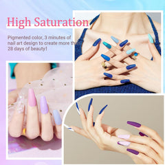 Purple-Blue - 29Pcs Dip Powder Nail Kit Starter Kit