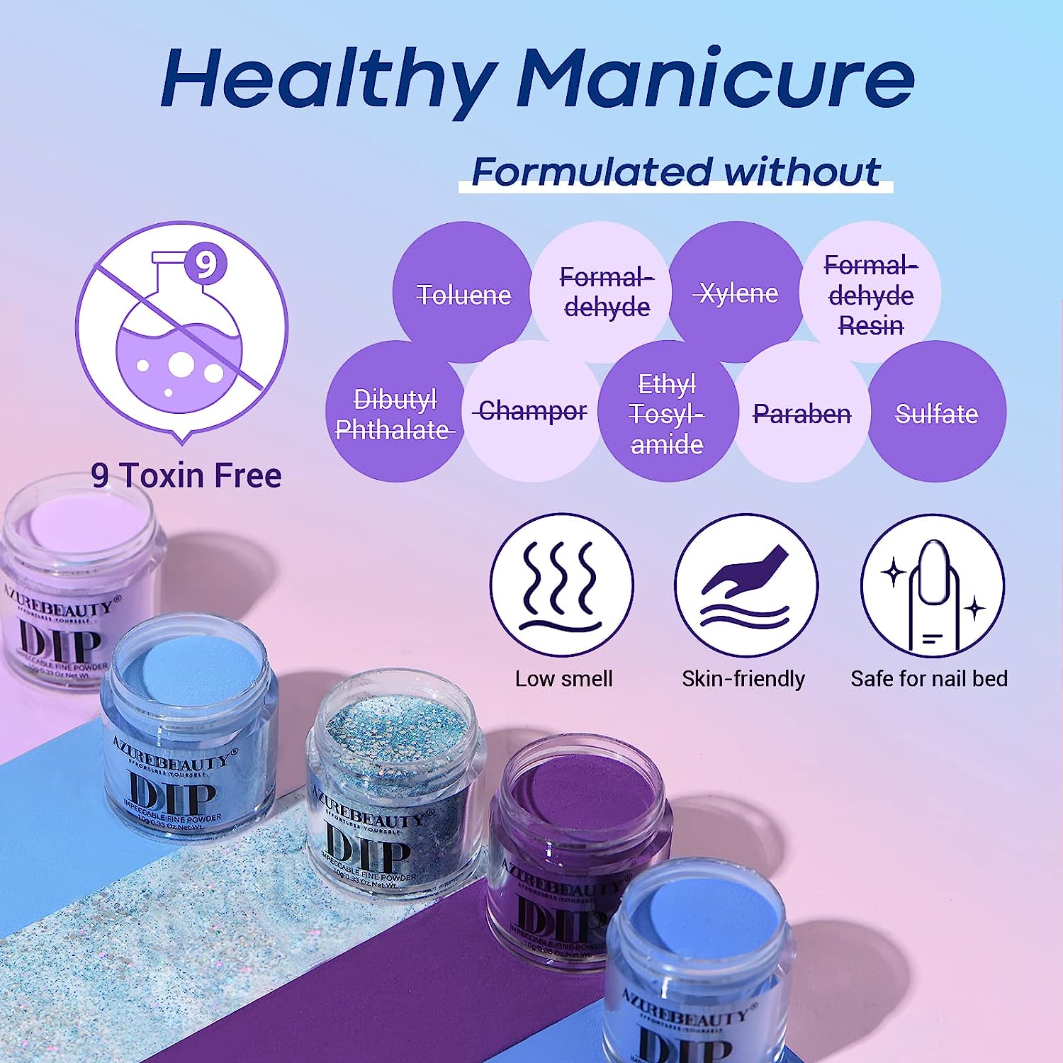 Purple-Blue - 29Pcs Dip Powder Nail Kit Starter Kit