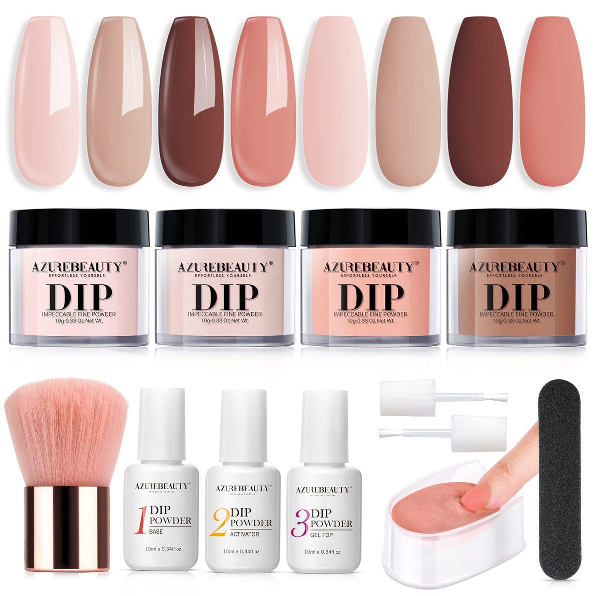 Skin Tone - 12Pcs Dip Powder Nail Kit Starter Kit