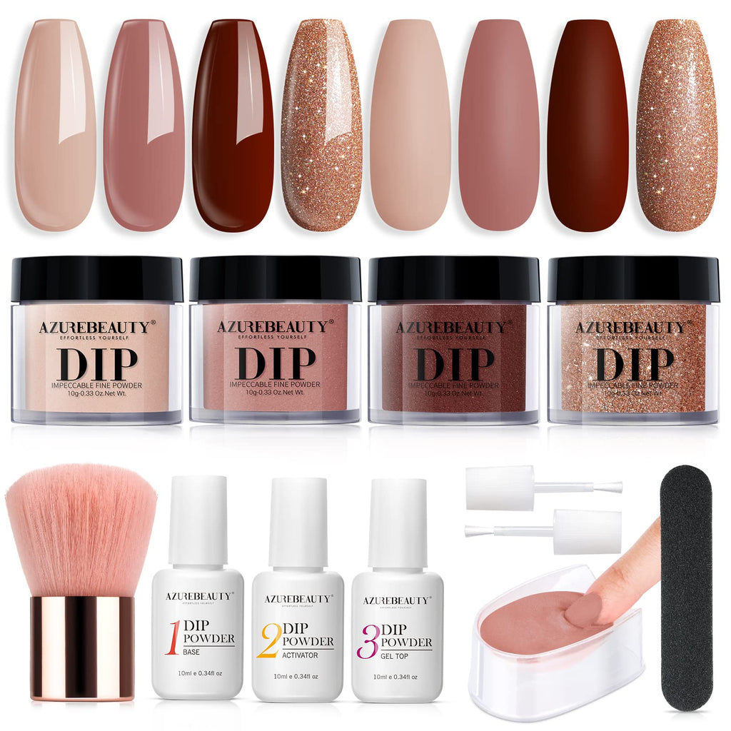AZUREBEAUTY Office Lady 12Pcs Dip Powder Nail Kit Starter Kit