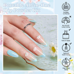 Aquamarine - 12Pcs Dip Powder Nail Kit Starter Kit