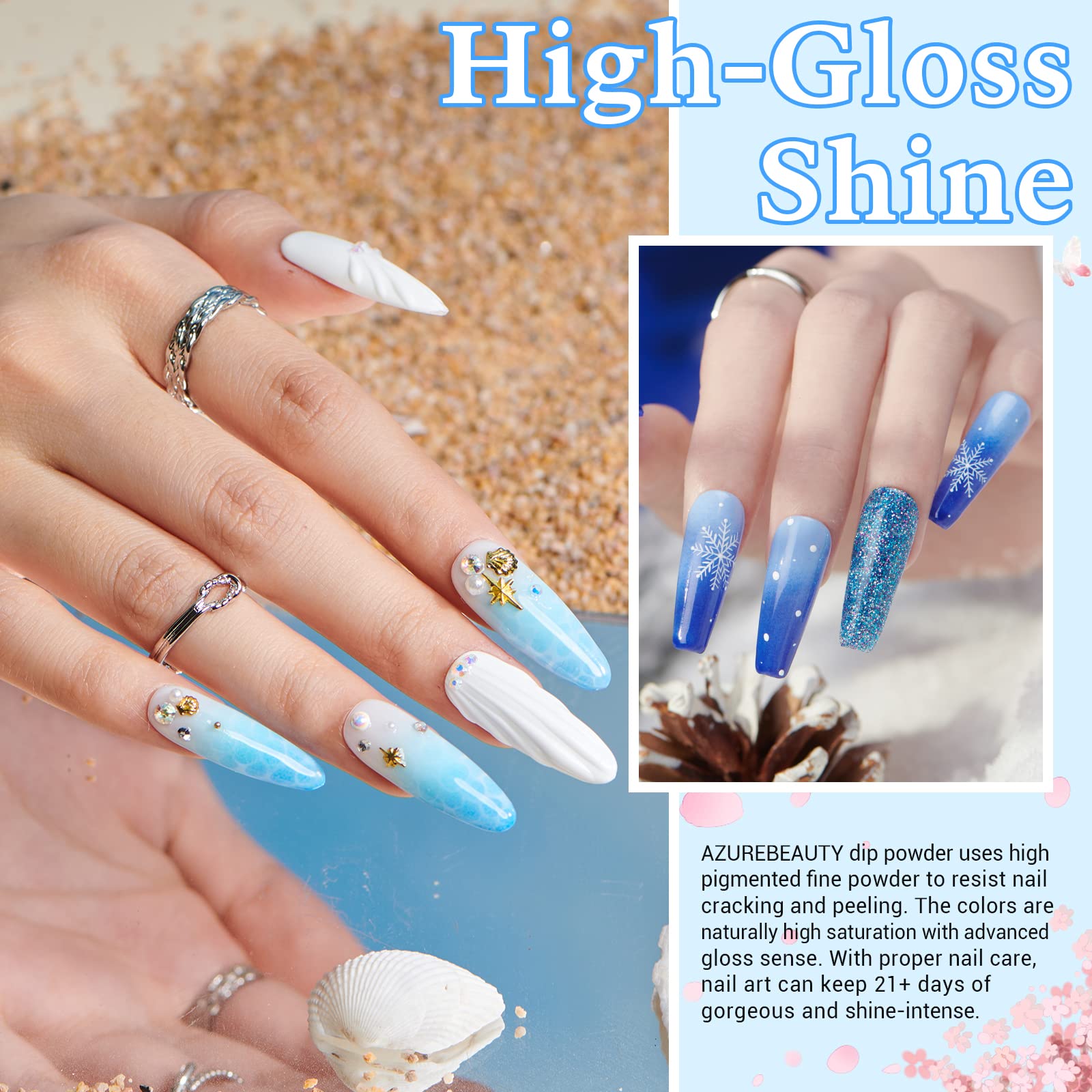 Aquamarine - 12Pcs Dip Powder Nail Kit Starter Kit