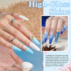 Aquamarine - 12Pcs Dip Powder Nail Kit Starter Kit