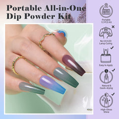 Color Changing - 12Pcs Dip Powder Nail Kit Starter Kit