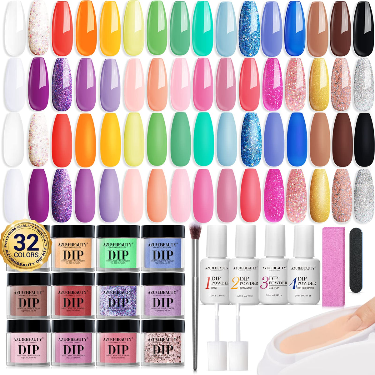 Summer Rainbow - 42Pcs Dip Powder Nail Kit Starter Kit